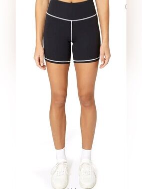 Weworewhat  Biker Short Solid Black White Stitching Trim